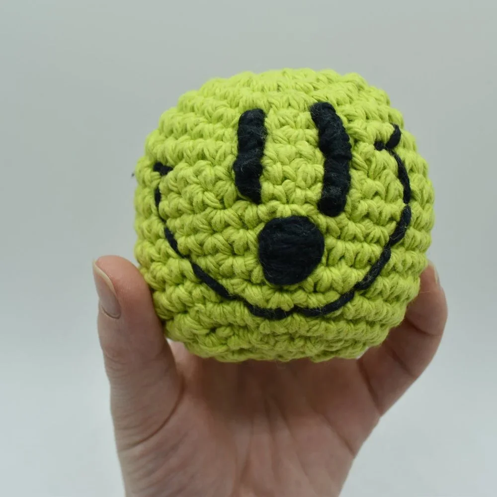 Handcrafted Crochet catnip happy face cat toy